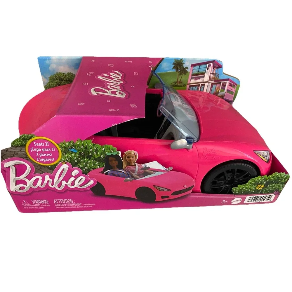 NEW Barbie Convertible 2-Seater Vehicle Pink Car w/ Rolling Wheels HBT92 Mattel